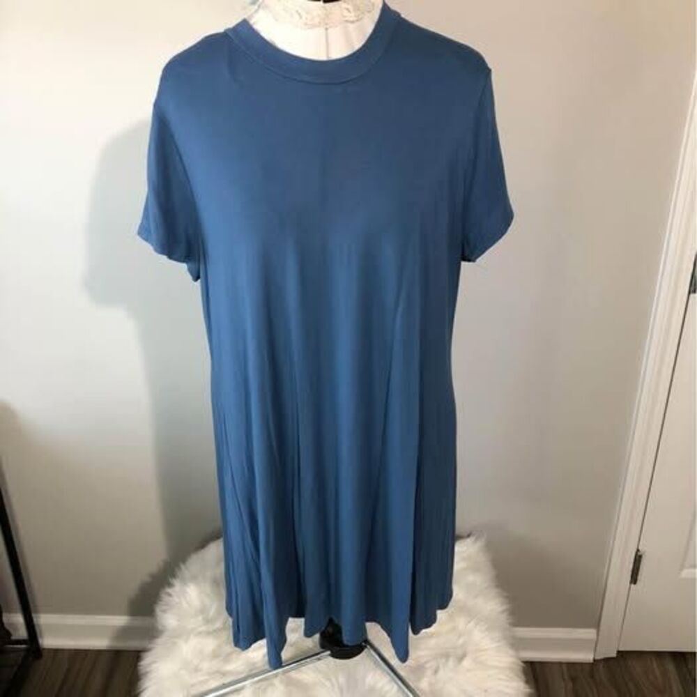 Dress Boutique 2X Sweet Lindsey Short Sleeve Blue Tunic C5381